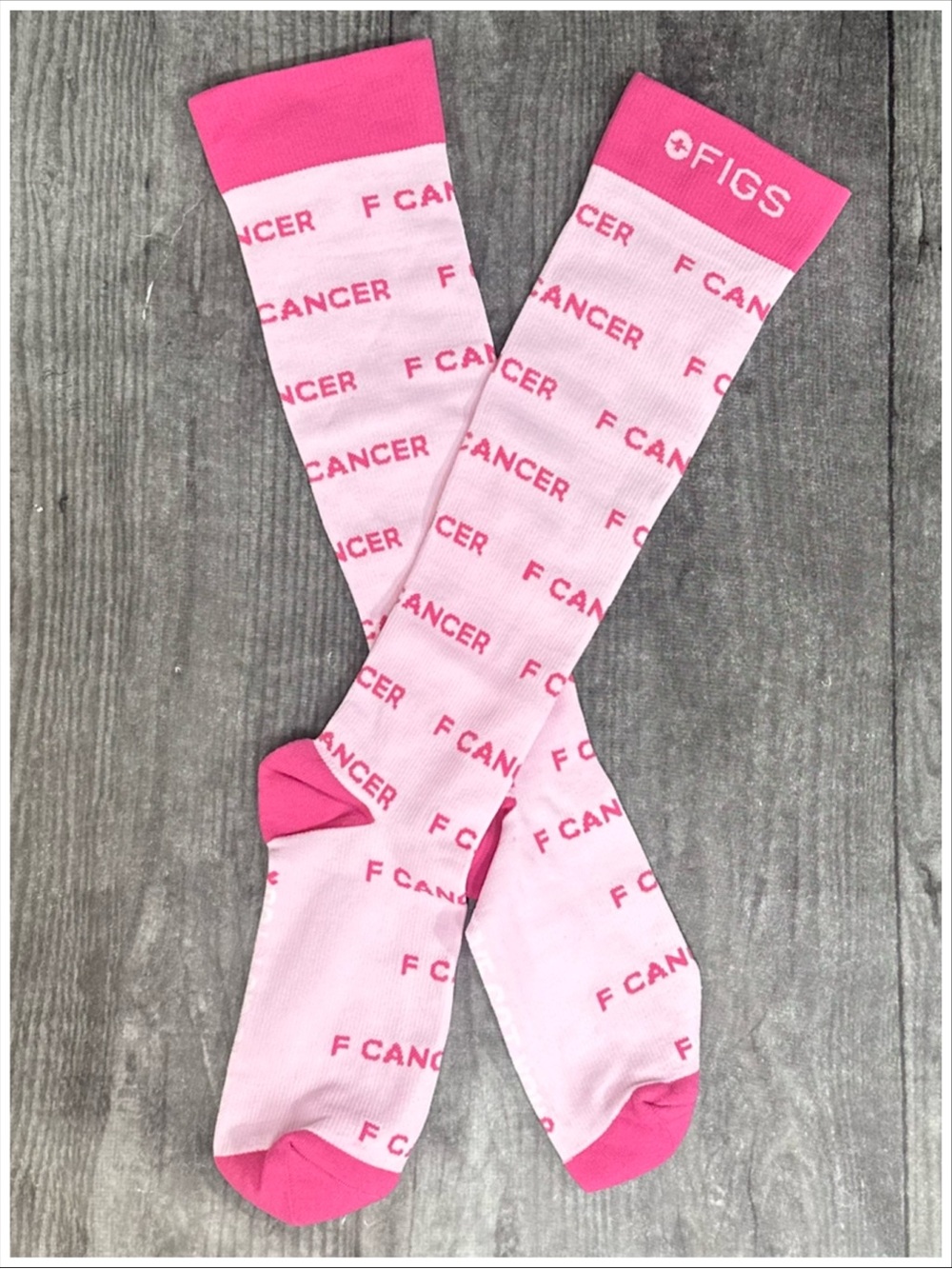 FIGS Socks Pink “F Cancer” Compression Socks NEW ~ Size L ~ Item #865